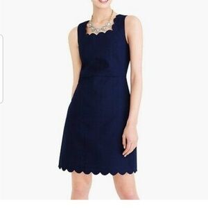 J. Crew Navy Blue Scalloped Dress